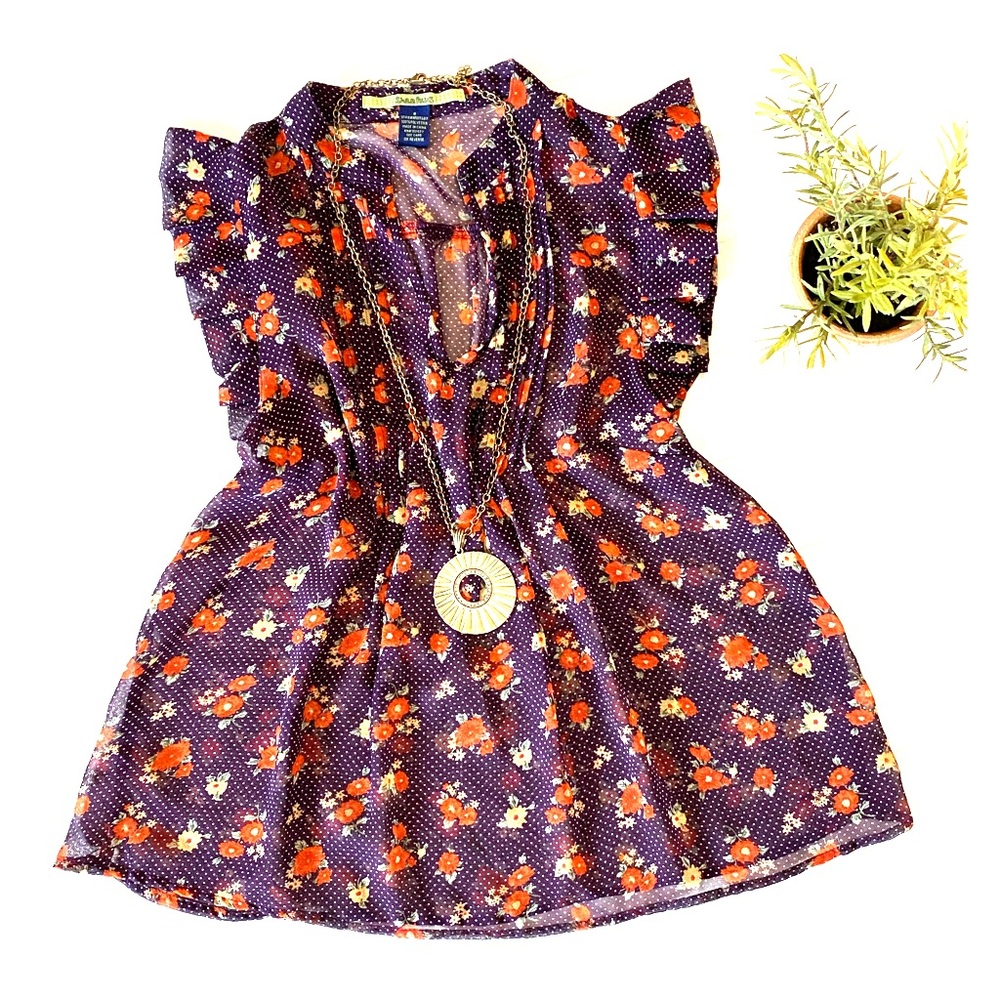 ❤️Like New purple floral sheer tank, size S